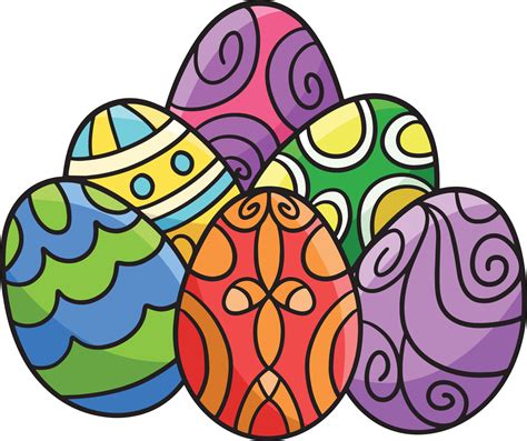 Six Easter Eggs Cartoon Colored Clipart 14743476 Vector Art At Vecteezy