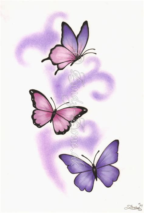 Pink And Purple Butterflies Original Drawing 17995 Zindyzone Shop