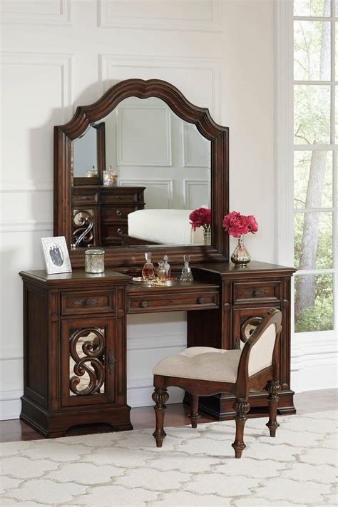 Traditional Brown Wood Vanity Desk Ilana By Coaster 205288