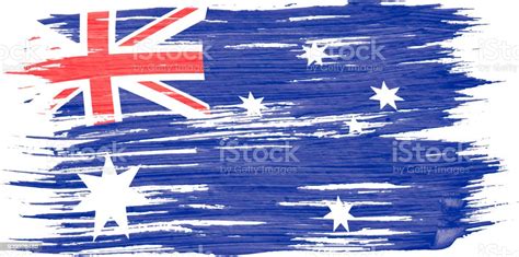 Art Brush Watercolor Painting Of Australian Flag Blown In The Wind