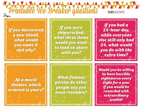 The best icebreaker questions for adults help you to find something to talk about with anyone. Keep these printable conversation-starters in your back ...