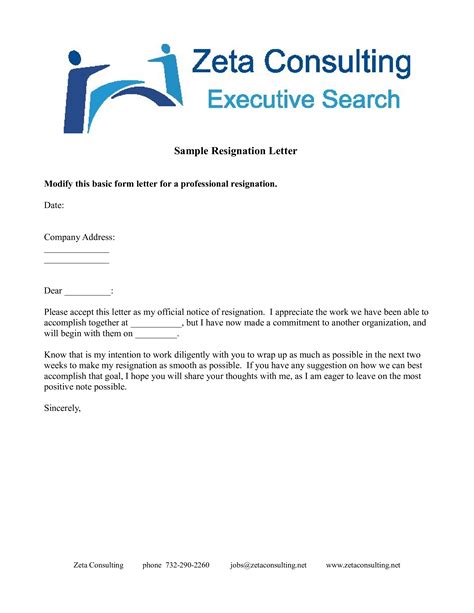 Corporate Consultant Resignation Letter Templates At