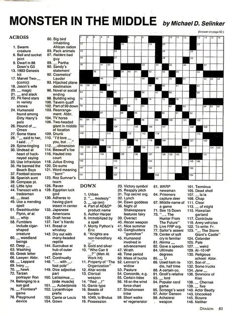 Free printable 80's movies crossword. Crossword Challenge: Dragon Magazine (1984) | 2 Warps to Neptune