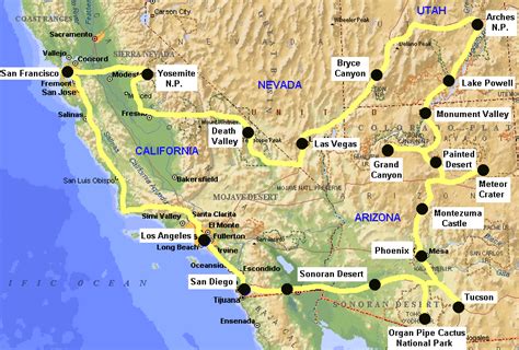 West Coast Usa Road Trip Map Draw A Topographic Map