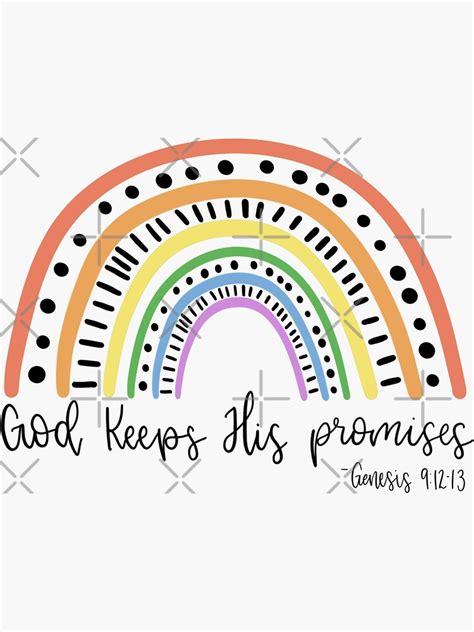 Bible Verse Rainbow God Keeps His Promises Sticker For Sale By