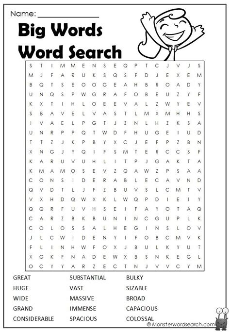 Big Words Word Search Big Words Word Find Kids Word Search