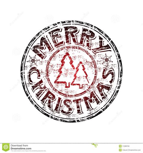 Merry Christmas Rubber Stamp Stock Vector Illustration Of Decorative