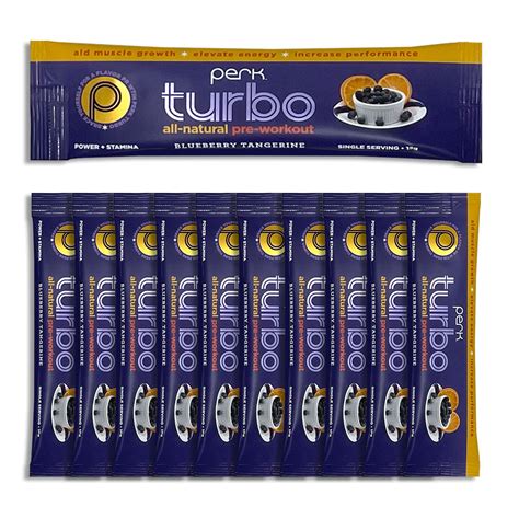 Turbo Pre Workout All Natural Blueberry Tangerine 10 Stick Packs