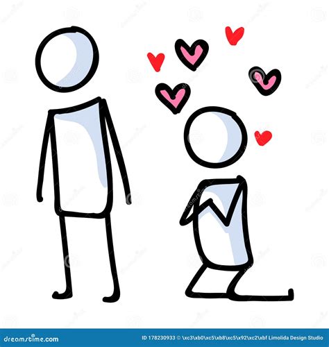 Stick Figure In Love Lineart Icon Crush With Adoration Stick Men