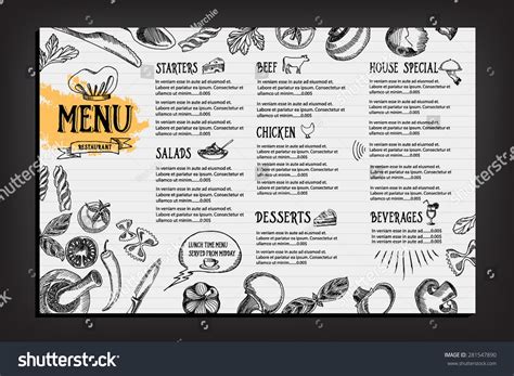 cafe menu restaurant brochure food design stock vector