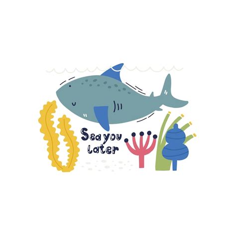 Premium Vector Cute Hand Drawn Sea Animal Character Shark