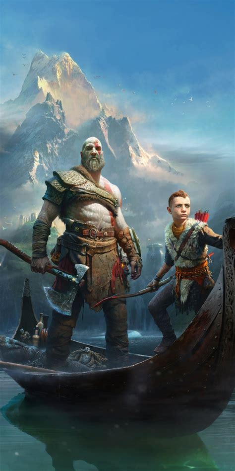 Download 1080x2160 God Of War 4 Kratos Boat Atreus