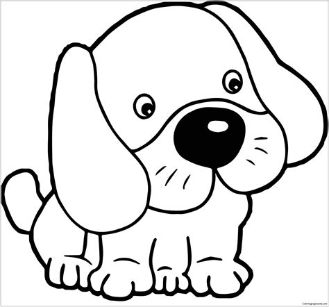Cute puppy with a bow. Puppy Dogs Cute Coloring Page - Free Coloring Pages Online
