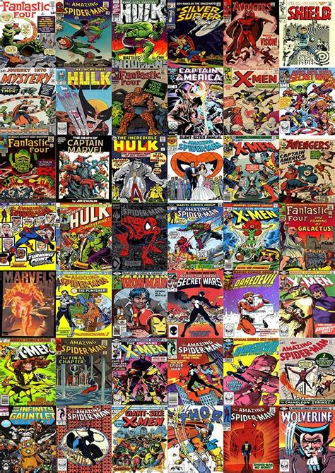 Marvel Comic Cover Collage Mosaic Poster Print Picture A3 A4 Size Ebay