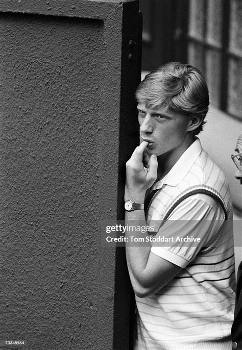 17 Year Old Boris Becker Watches A Match From The Sidelines Of The