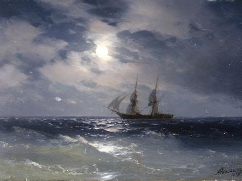 Sailing Ship In The Moonlight On A Calm Sea Giclee Print Ivan