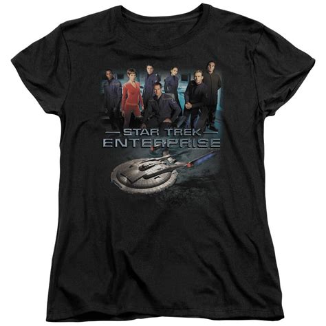 Star Trek Enterprise Crew Ss Womens Tee Black T Shirt Black Lg