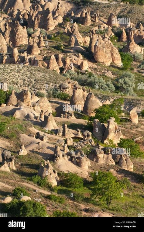 Aerial View Over The Cappadocian Landscape Turkey Asia Stock Photo