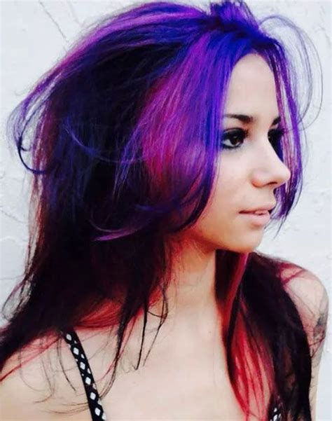 Purple And Red Highlights On Long Hair Hair Color Crazy Hair Color And