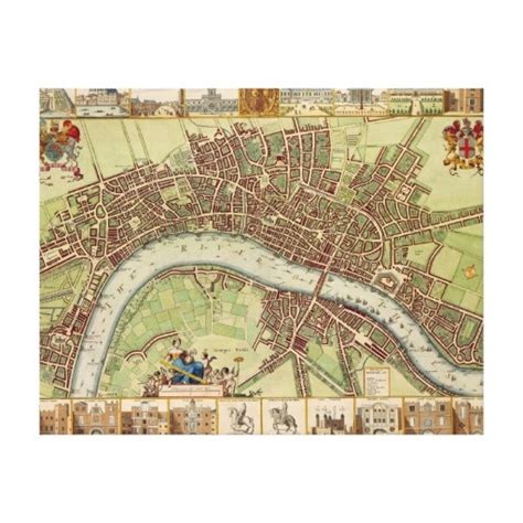 Antique 17th Century Map Of London W Hollar Vintage Map London Map