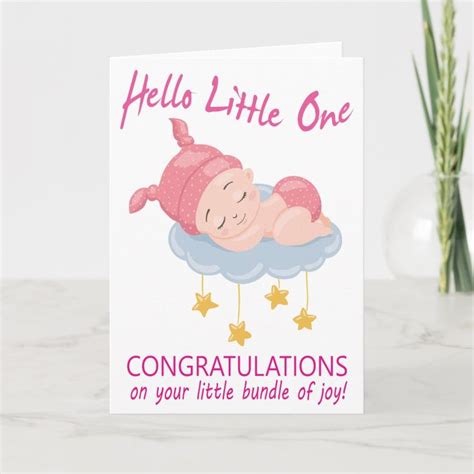 Modern Pink Baby Girl I New Baby Congratulations Card Zazzle