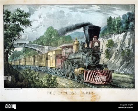 The Express Train Locomotive With Cowcatcher Hauls Train Through