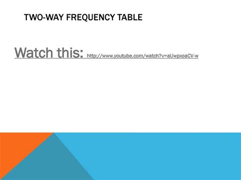 Two Way Frequency Tables Ppt Download