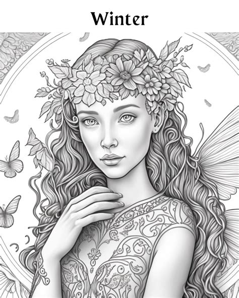 Realistic Fairy Adult Coloring Pages