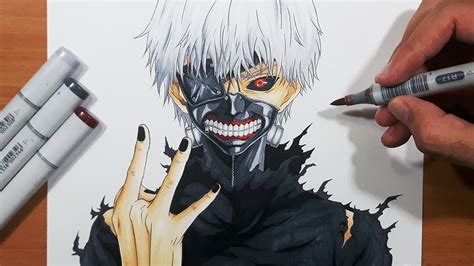 How To Draw Ken Kaneki From Tokyo Ghoul Step By Step Tutorial Youtube