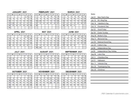 2021 yearly calendar template ready to print. 2021 Yearly Calendar PDF - Free Printable Templates