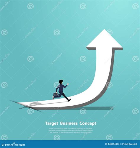 Businessman Running On Arrow Pointing Up To The Success Stock Vector
