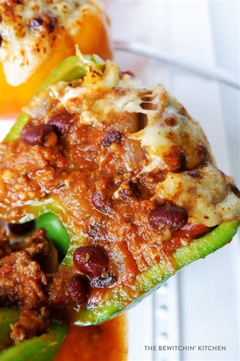 Cheesy Chili Stuffed Peppers With Monterey Jack Jalapeno Cheese The