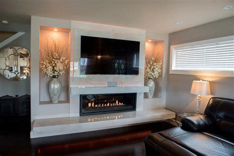 Diy shiplap fireplace | wall transformation. Modern linear fireplace with backlit floating wall ...