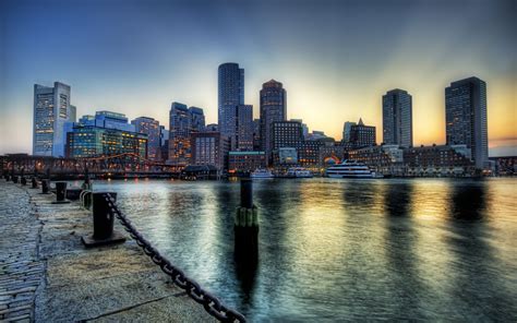Free Download Boston City At Dusk Full Hd Desktop Wallpapers 1080p