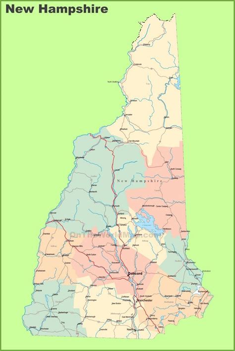 Road Map Of New Hampshire With Cities Map Pictures Poster Pictures