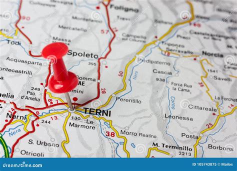 Terni Pinned On A Map Of Italy Stock Image Image Of City Cartography