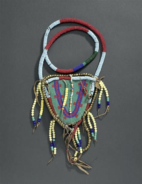 Case With Strap A Stoney Nakoda Hide With Glass And Brass Beads