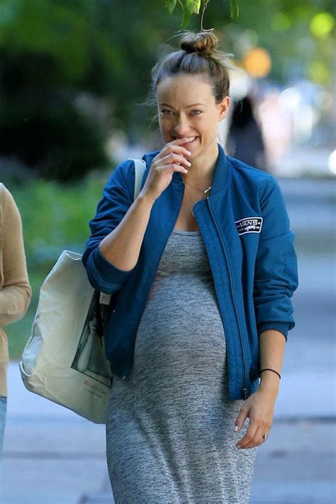 Bump Watch Very Pregnant Olivia Wilde Looks Ready To Pop In A Skin Tight Dress