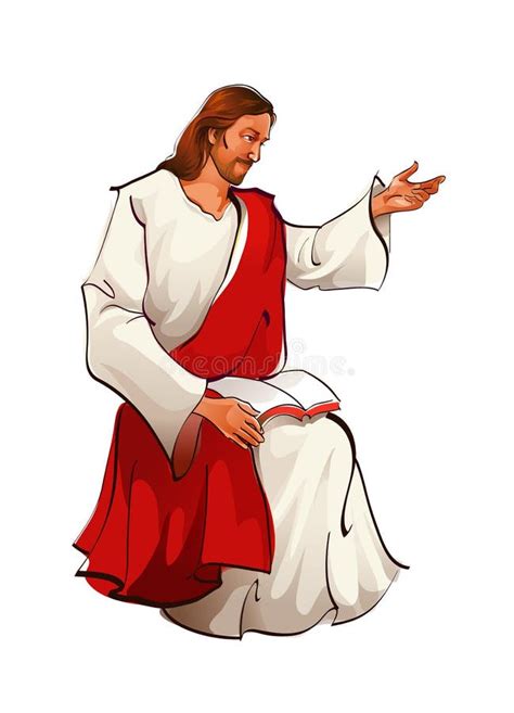 Side View Of Jesus Christ Sitting Stock Vector Illustration Of Color