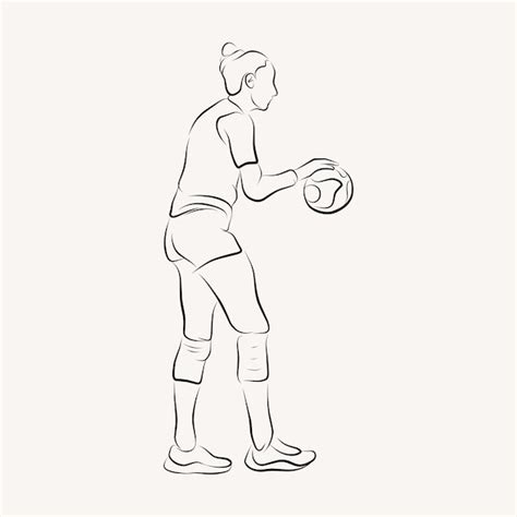 Premium Vector People Play Volleyball Line Art Illustration