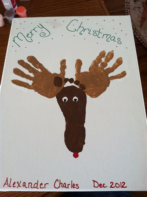 Reindeer Hand And Footprint Craft Handprint Christmas Handprint Craft