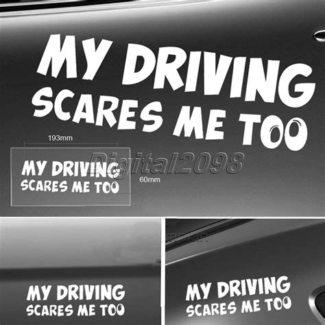 Yetaha 2017 New Funny Car Sticker My Driving Scares Me Too Door Window Vinyl Decals For Car