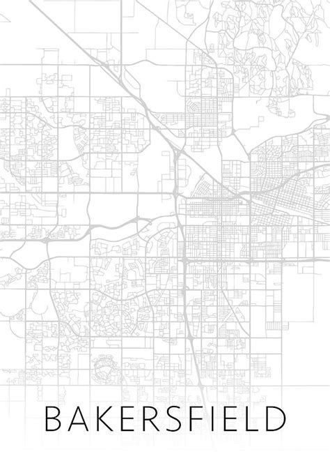 Bakersfield California City Street Map Black And White Minimalist Series Mixed Media By Design