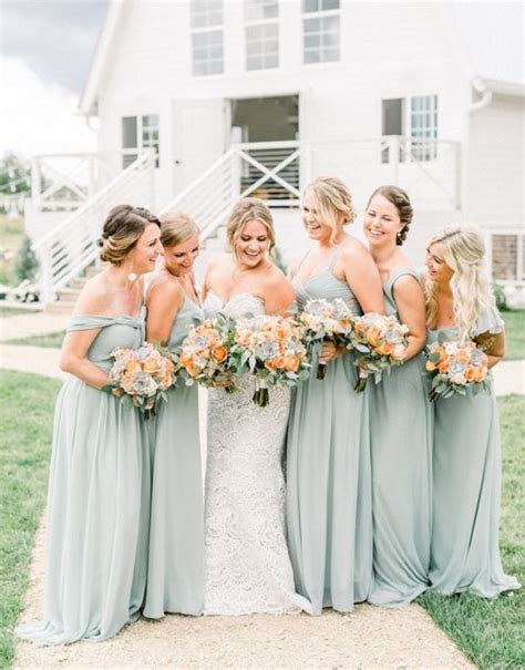 Sage Green And Peach Wedding Colors For 2023 Sage Green Bridesmaid