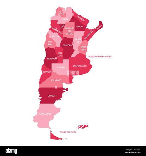 Pink Political Map Of Argentina Administrative Divisions Provinces