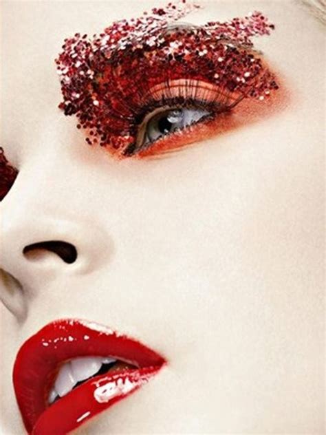 Colour Me Red Day And Nite Glitter Eyes Red Glitter Makeup Makeup