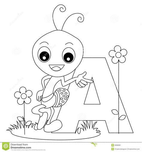 Animal Alphabet A Coloring Page Stock Vector