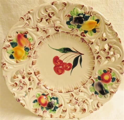 Italian Handpainted Plate Pierced Edge Plate Hand Painted Etsy Hand