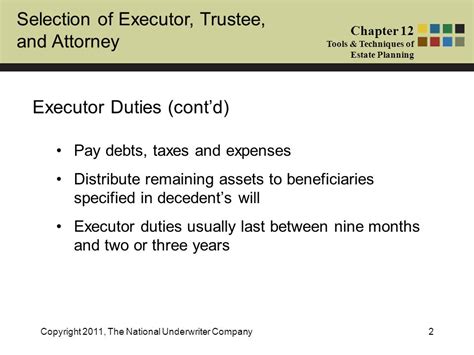 Selection Of Executor Trustee And Attorney Chapter 12 Tools