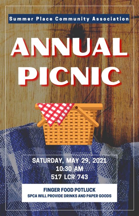 Upcoming Annual Picnic Summer Place Community Association